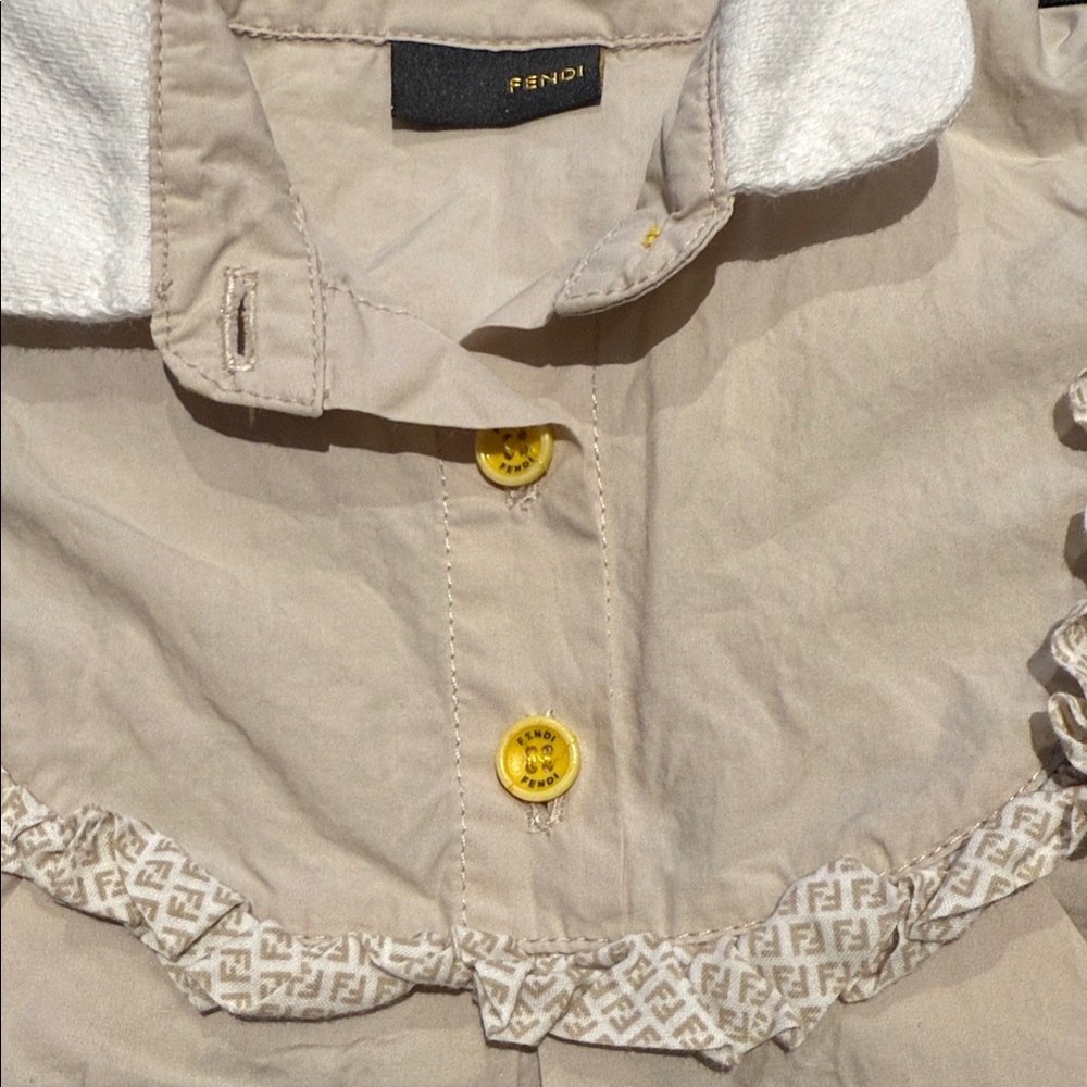 Fendi Beige Kids Dress with White Lace Trim - Picture 6 of 10